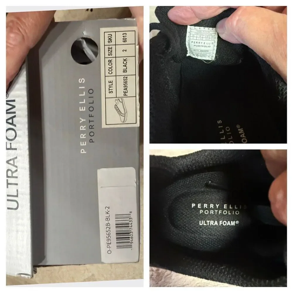 Perry Ellis Kids Portfolio sneakers black Sz 2 NIB